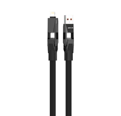 Green Lion 4 in 1 Fast Charging Cable with 240W Output,  1.2M Cable Length, Wide Compatible, 480Mbps Transfer Speed, TPU Cable - Black
