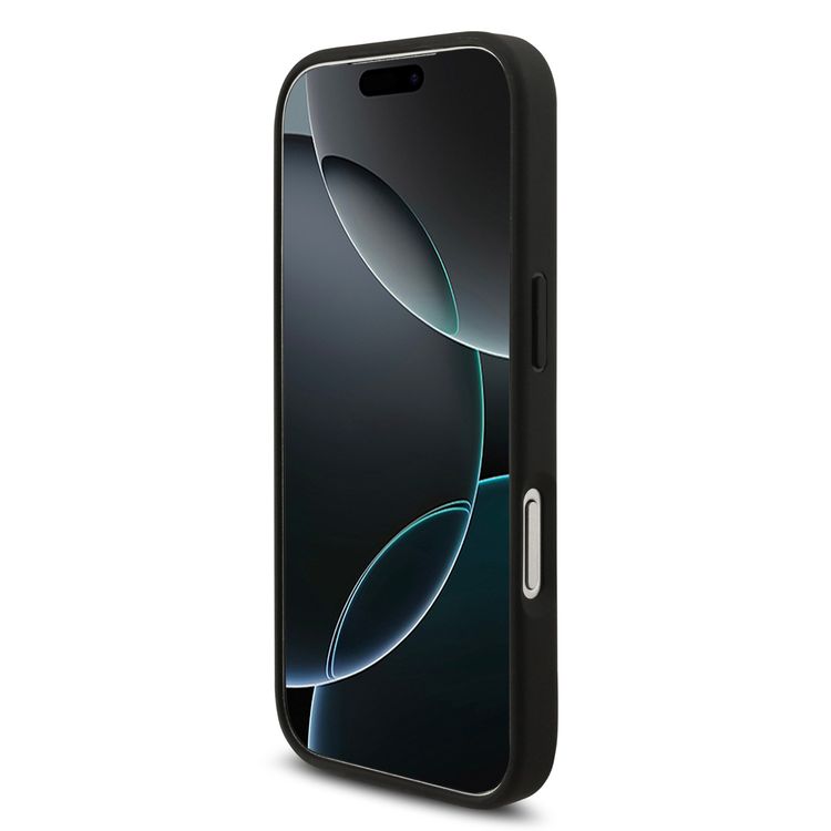 جراب BMW من الجلد PU مع شعارات معدنية وخطوط مائلة بثلاثة ألوان لجهاز آيفون 17 برو ماكس، حماية من السقوط، تغليف مستدام، تصميم سهل التركيب، شكل نحيف - أسود