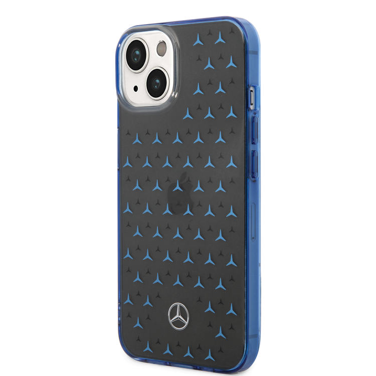 Mercedes-Benz Double Layer PC/TPU Case with Large Star Pattern iPhone 14 Compatibility - Black / Blue