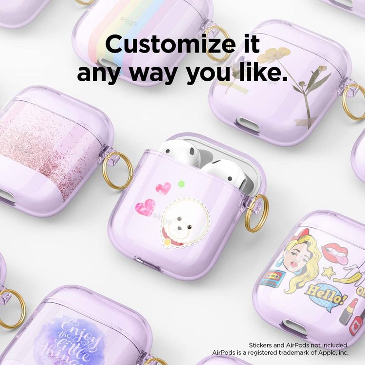 Elago Clear (TPU) Hang Case Compatible for Apple AirPods 1&2 Generation, Front LED Visible, Scratch Resistant, Drop Resistant, Dustproof and Absorbing Protective Cover