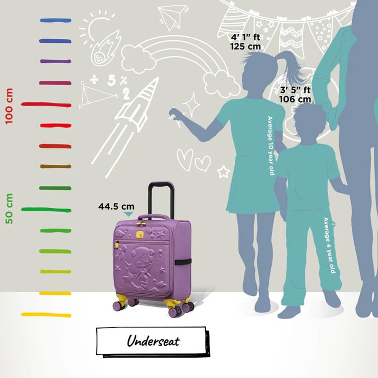 حقيبة أطفال حورية البحر ميرياد رف، سعة 25 لتر، قشرة ناعمة، 8 عجلات دوارة - لون بانسي فاتح