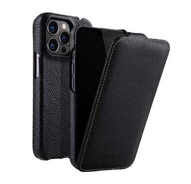 Melkco Jacka Series Lai Chee Pattern Premium Leather  Cover Case for Apple iPhone 13 Pro Max (6.7") - (Black LC)