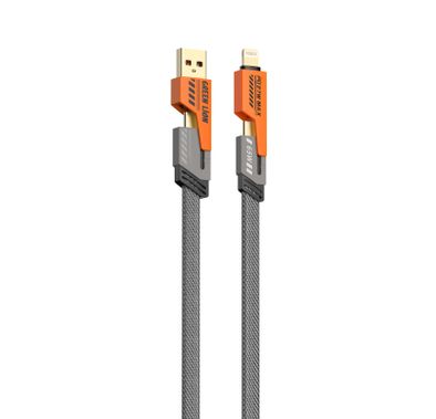 Green Lion 2-in-2 Braided 65W Fast Charging Cable with 1.2m Length, 480Mbps Data Transfer Speed, 10000 Bends Lifespan, Charge & Sync, Secure & Safe, Wide Compatibility - Orange