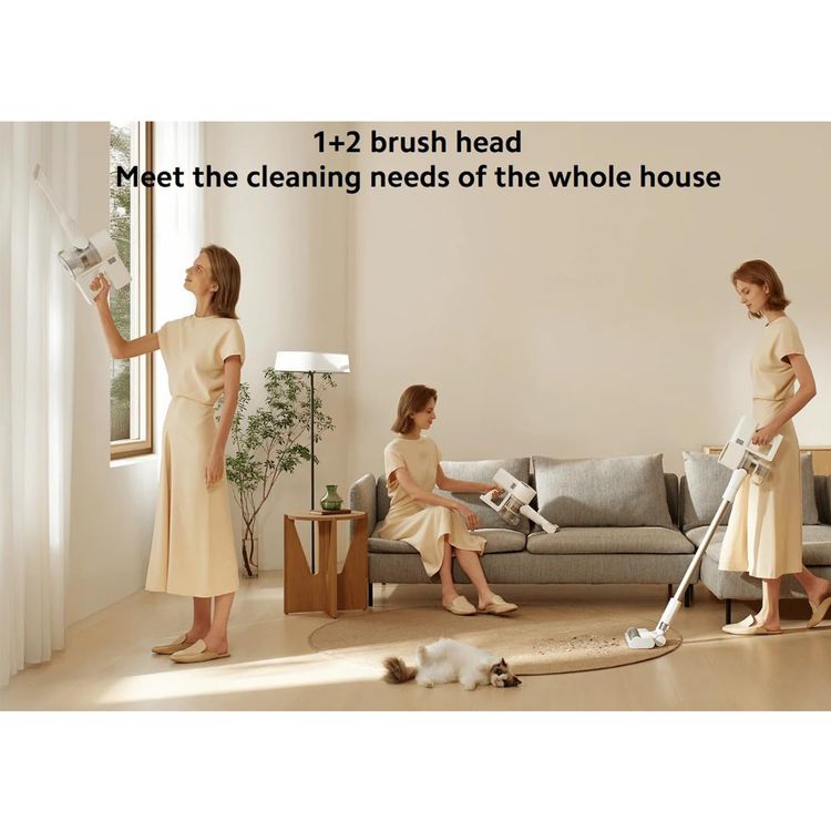 مكنسة شاومي G20 مع ضوء LED للأرضية، بقوة 460 واط، وضغط شفط 25000 باسكال، وسعة حاوية الغبار 600 مل، ووضع توفير الطاقة يصل إلى 60 دقيقة، وفرشاة كهربائية صغيرة، ملحق فوهة 2 في 1 وفوهة كهربائية للأرضية - أبيض