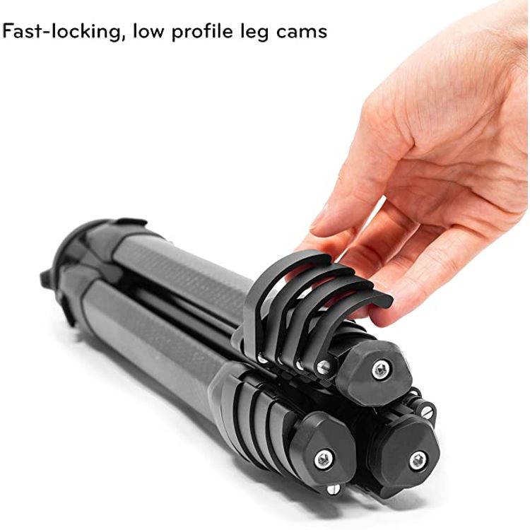 Peak design TTCB5150CF1 carbon fiber travel tripod pro-level stability, load capacity, deployed height - Black