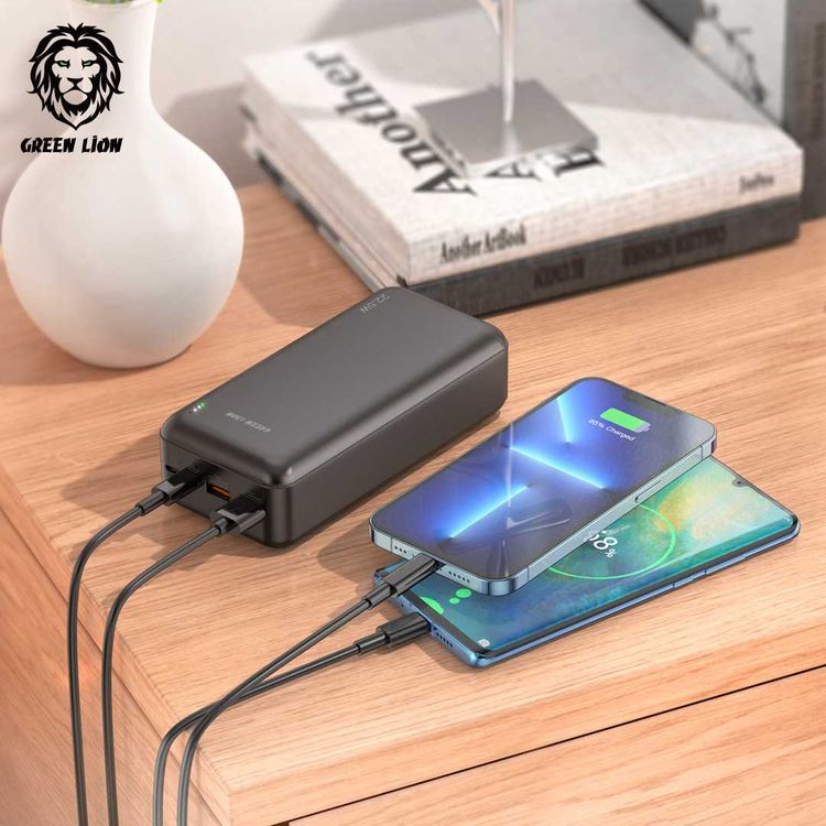 Green Lion PowerPack Fast Charge Power Bank 30000mAh,Dual Input Micro & Type C, PD 20W Fast Charge, QC3.0 22.5W, 3 Outputs USB A×2 & Type C - Black