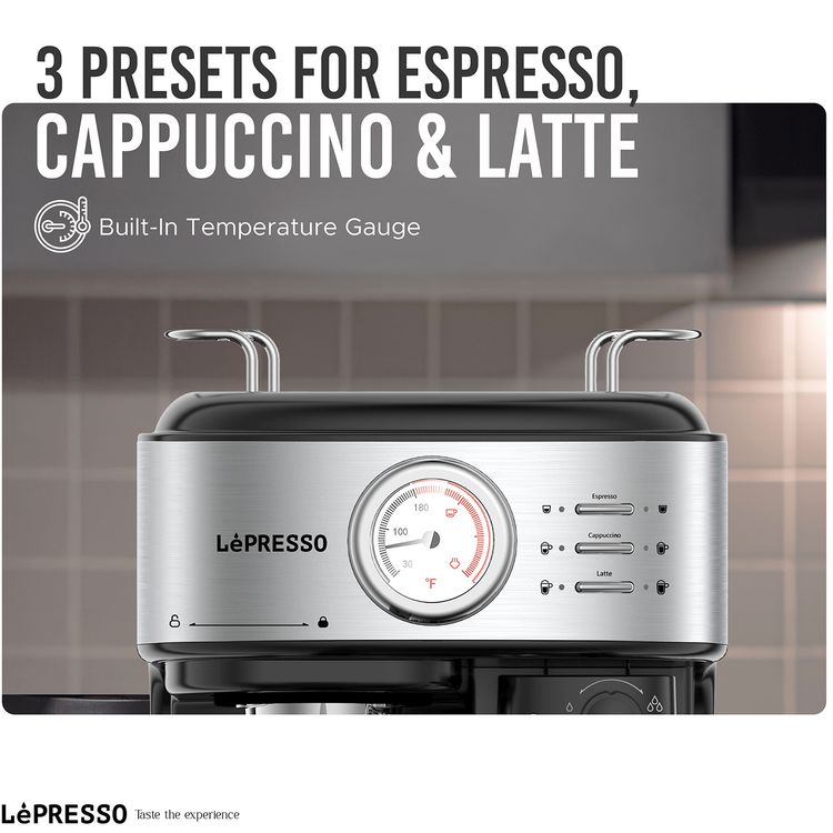 ماكينة تحضير القهوة ليبرسو 20 بار، مضخة ضغط قوية مع فلتر كبسولة وقمع - أسود