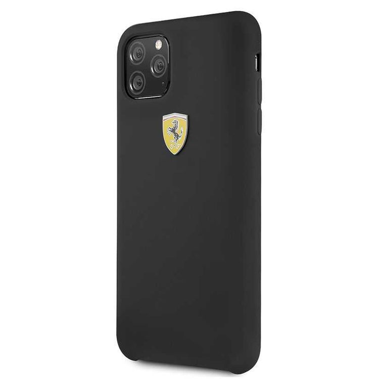 CG MOBILE Ferrari SF Silicone Hard Phone Case Logo Shield Compatible for iPhone 11 Pro Max (6.5") Drop Protection Mobile Case Officially Licensed - Black