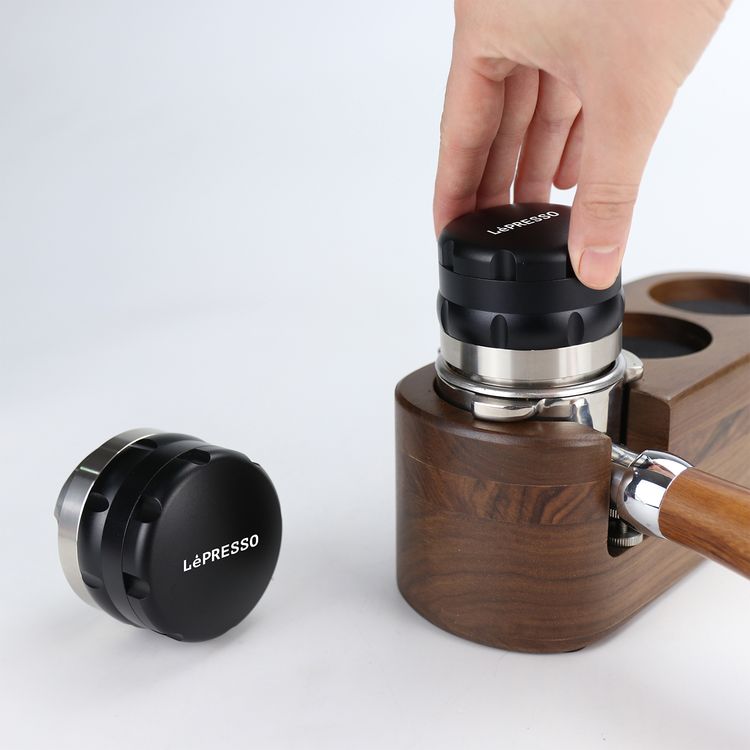 LePresso Coffee Distributor Lavelling Tool, Stainless Steel SUS304 & Alloy Material, Compatible with 58mm Portafilter Baskets, Four-Angled Slopes Design - Black
