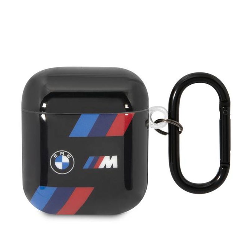 BMW M Collection Airpods 1&2 Case with Tricolor Stripes, Scratch Resistant, Shock and Impact Protections, Easy to Install, Snap-on Design, Fingerprint Resistant Surface - Black