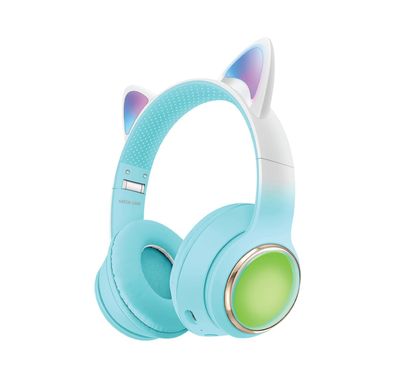 Green Lion GL-400 Kids Wireless Headphones with Light Effect & Flashing Modes, Up to 20 Hours Working Time, Bluetooth Version 5.3, Lightweight Design - Blue