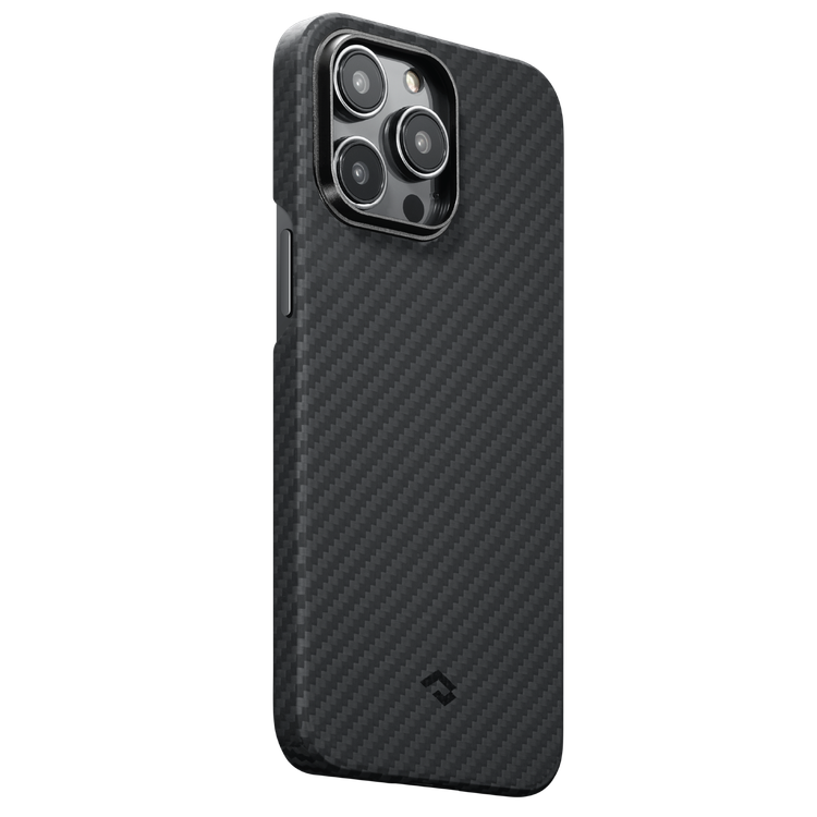 Pitaka MagEZ Case 2 for iPhone 14 Pro Max, MagSafe Compatible, Aramid Fiber Material, Slim Fit and Lightweight, 3D Grip Touch - Black / Gray Twill