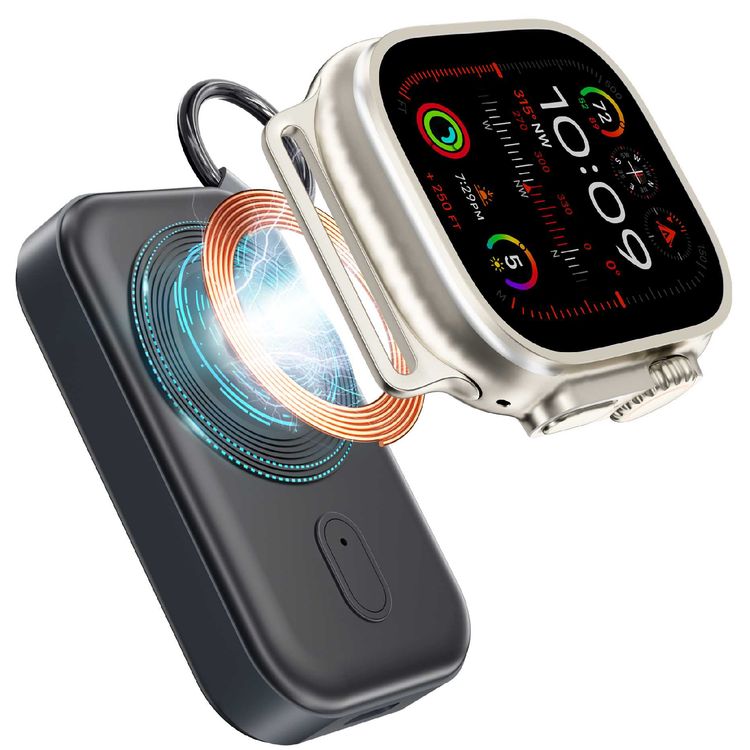 بنك الطاقة Green Lion iWatch بقوة 1200 مللي أمبير في الساعة، شحن سريع، مؤشر LED، مخرج USB-C، شحن لاسلكي، محمول - أسود