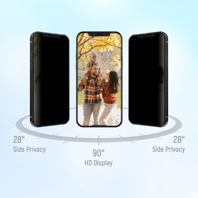 Levelo 9H Privacy Twice Tempered Glass Screen Protector Compatible for iPhone 12 / 12 Pro (6.1") Anti-Scratch - Non-Breakable Edges - Anti-Peeping Screen Guard Protector - Black