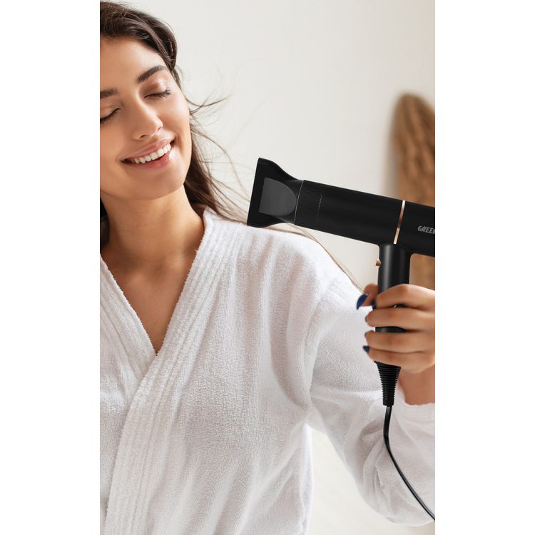 Green Lion Bristol Hair Dryer with Cool Shot Function, Powerful DC-Motor, 2-Speed & Temperature Setting, Detachable Inlet Air Cover, Low Noise, Portable Design - Black
