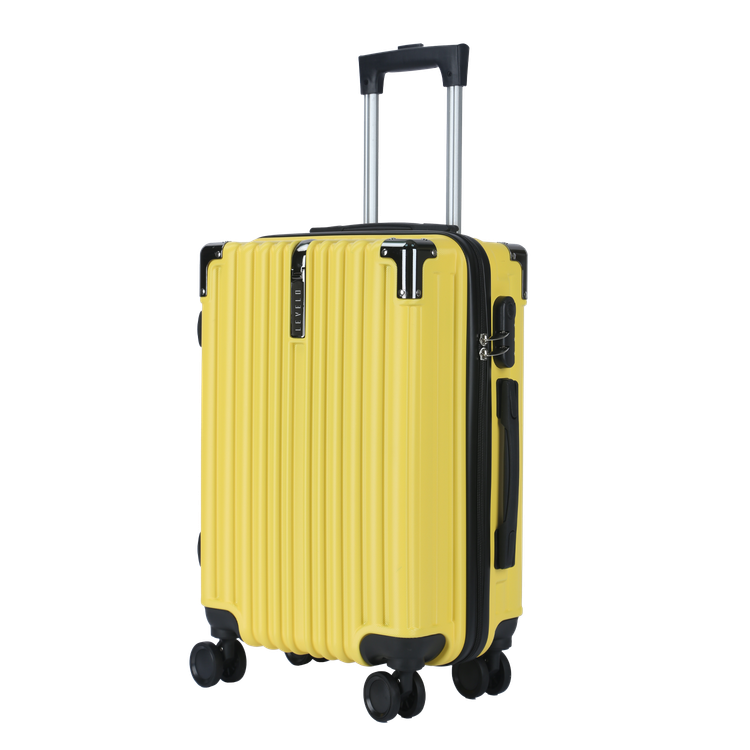 Levelo 3-Set ABS Luggage with Built-in Weighing Scale, Combination Lock, Iron Trolley, Double Wheels, Impact-Resistant Corners & Shock-Resistant, PP & Soft Rubber Handle - Yellow