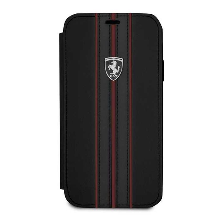 CG MOBILE Ferrari Urban Off Track Leather Book Type Case for iPhone X - Black