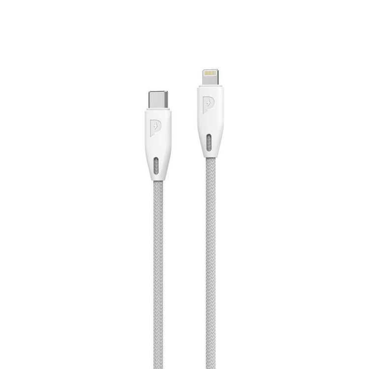 Powerology Fast Charging Cable, [MFi Certified] USB C to Lightning Braided Fast PD Charge 2 meter / 6.6 feet with iPhone 12 Pro Max/12 Mini/12, 11 Pro Max/11 Pro/11, XS Max/XS/XR/X, 8 Plus/8 (White)