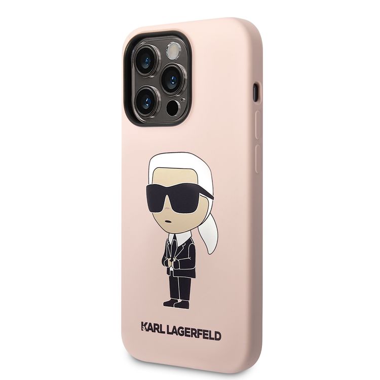 Karl Lagerfeld Magsafe Liquid Silicone Case With Ikonik NFT Logo iPhone 14 Pro Max - Pink
