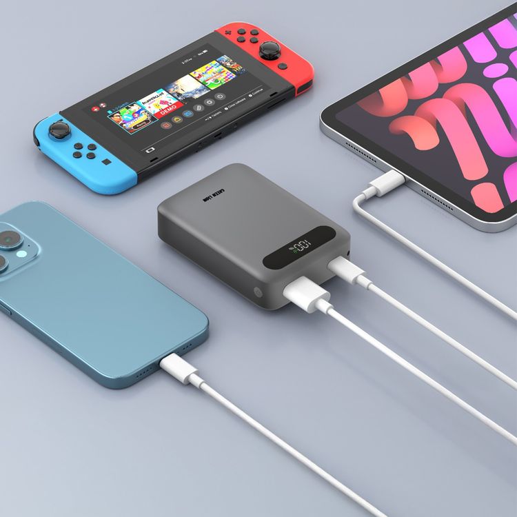 Green Lion Zuno 20000mAh Power Bank with Digital Display, 22.5W USB-A Output, 20W Power Delivery, Fast Charge Support, Flight-Approved, Compact Design - Gray