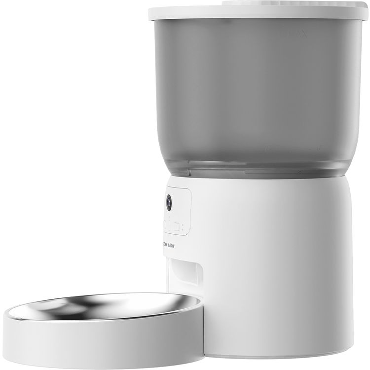 Green Lion Smart Pet Feeder with Stainless Steel Bowl, 3L Large Food Tank, Smart Food Scheduling, Flexible Portion Control, HD Camera Monitoring, Personalized Voice Call, Remote Feeding, Pet-Safe Key Lock, Video Recording, Dual Power Supply, Real-Time Alerts, Feeding History, Wi-Fi Control - White