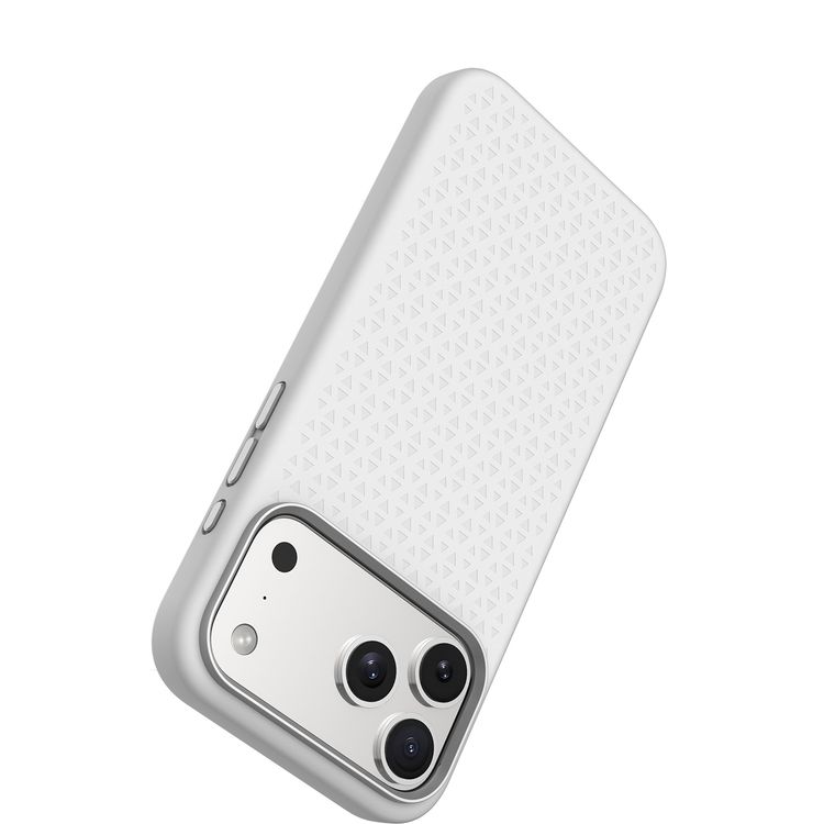 Levelo Fiora MagSafe Liquid Silicone Case for iPhone 17 Pro Max, Strong Magnets, Aluminum Alloy Frame for Camera & Buttons, Shock-Resistant Bumper, Premium Silicone Grip - Silver