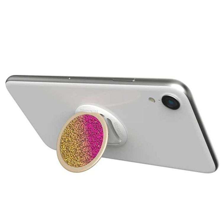Nuckees Ombre Diamond Cluster Stand & Grip with Snug-hug Technology Compatible for Smartphones - Magnetic Mount Friendly Kickstand - 360° Viewing - 4-way Locking Stand - Gold/Pink