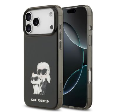 Karl Lagerfeld MagSafe IML Case with Aquarelle Karl & Choupette Heads for iPhone 17 Pro Max, Slim Profile, Comfortable Grip, Sustainable Packaging, Easy Snap-On, Drop Protection - Black