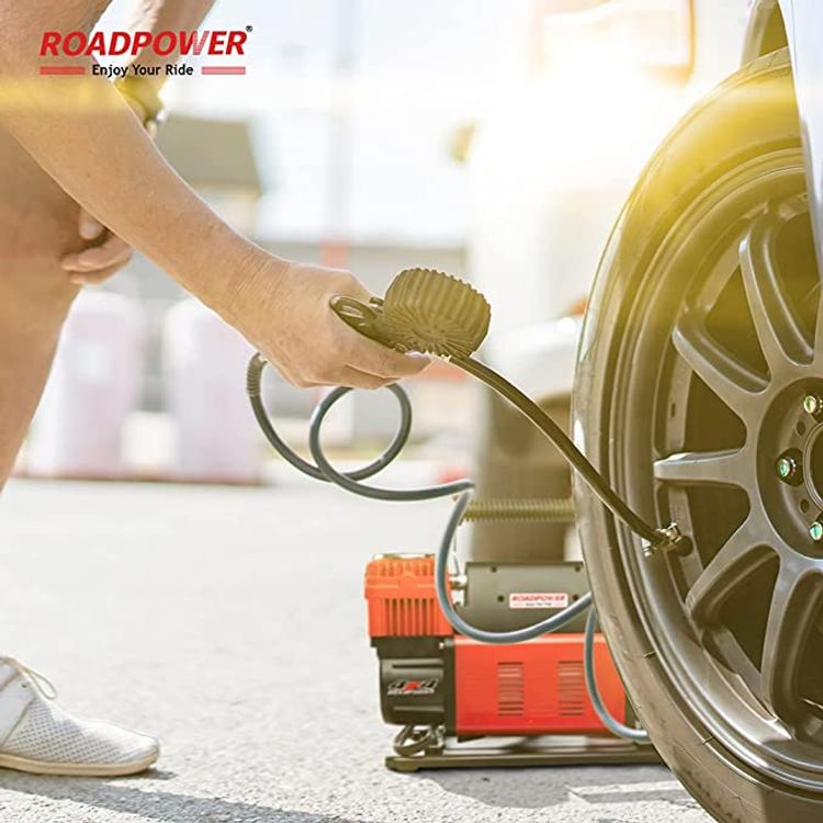 Roadpower Dual Cylinder Car Air Compressor Ultra Extreme 4X4 Tire Super Air Flow Portable with Carry Bag
