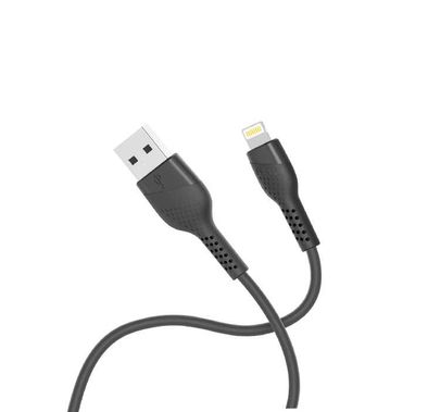 Porodo PVC Lightning Cable 1.2m, Fast Charging, Data Sync, Super Durable, Compatible with iPads, iPhones and AirPods/AirPods Pro - Black