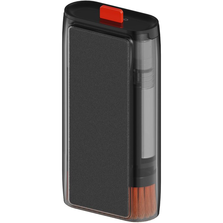 Porodo Lifestyle 11-in-1 Multipurpose Cleaning Kit for Phones & Laptops & Cameras with Key Puller, Keyboard Brush, Mini Brush, Flocking Sponge, Lens & Port Cleaner, ABS Material,  Portable Design - Black