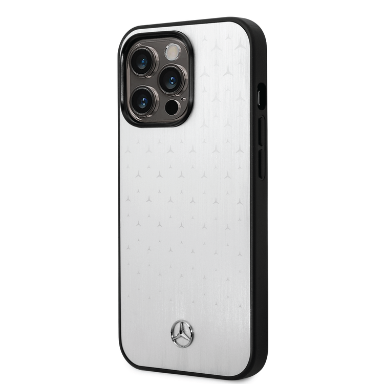 Mercedes-Benz Aluminum Case with Star Pattern Bumper Protection iPhone 14 Pro Compatibility - Silver