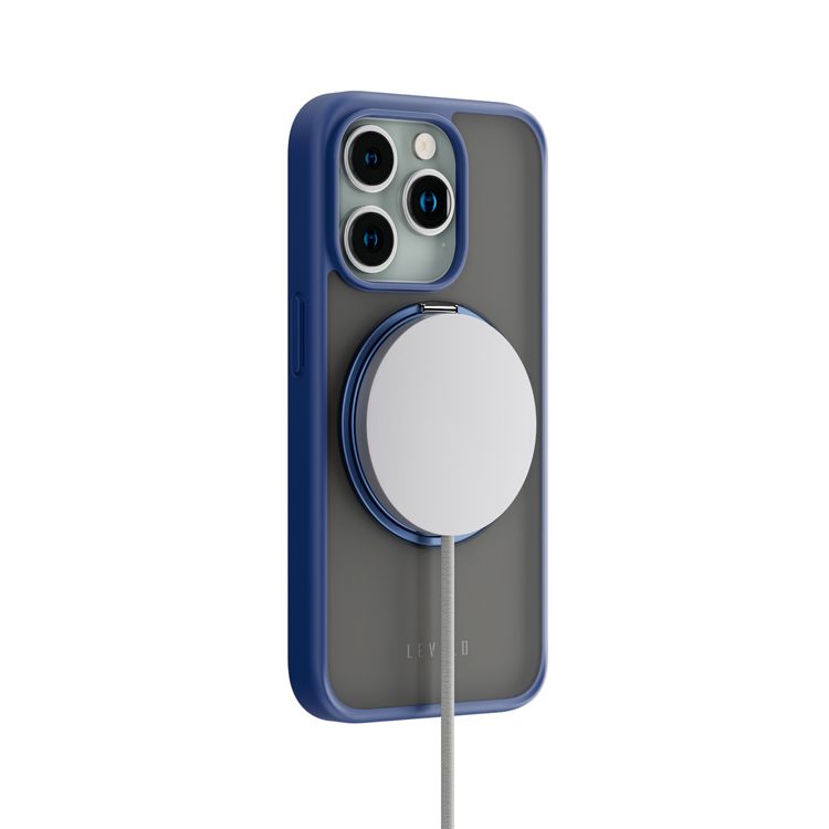 غطاء Levelo MagSafe Ringo متعدد الوظائف مع مسند لجهاز iPhone 15 Pro Max - أزرق