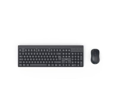 Hama WKM-100 Wireless Mouse & Keyboard with Optical Sensors, Plastic Material, 1200 DPI Range, USB-A & 2.4 GHz RF Connectivity, 3-Button Mouse, 105 Keyboard Keys, 2× AA Mignon Batteries, Windows 11 & 10 Compatibility - Black
