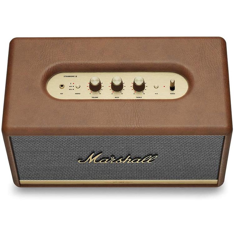 Marshall Stanmore II Bluetooth Wireless Sound Stereo Speaker, Multi-host Functionality, Wired & Wireless Connectivity, 10m Bluetooth Range, Iconic Marshall Design, Marshall Signature Sound - Brown