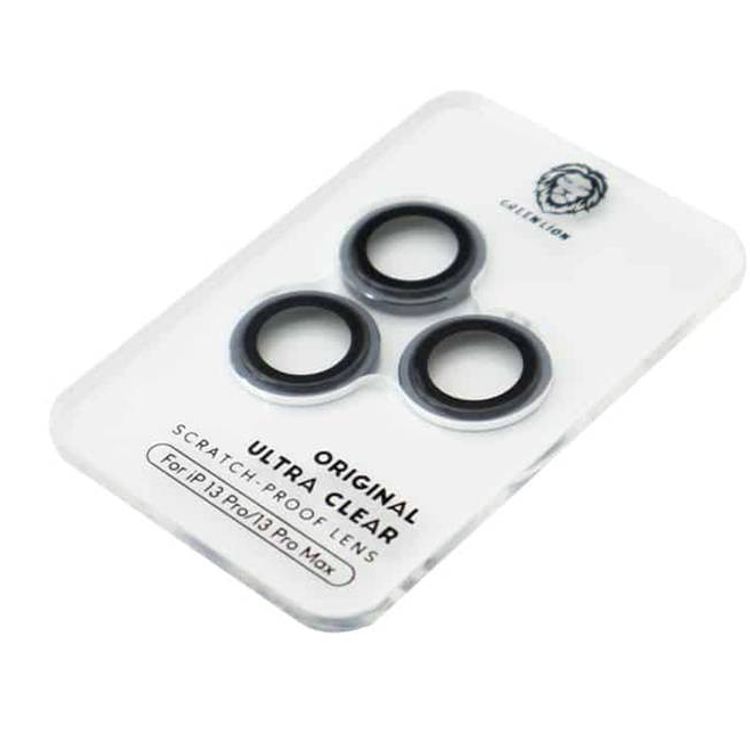 Green Lion Camera Lens HD Plus Protector for iPhone 13 Pro / 13 Pro Max, Aluminum Alloy Frame, Anti-Fingerprint, 9H Durable Glass, Water-Resistant, Nano Absorption - Blue  