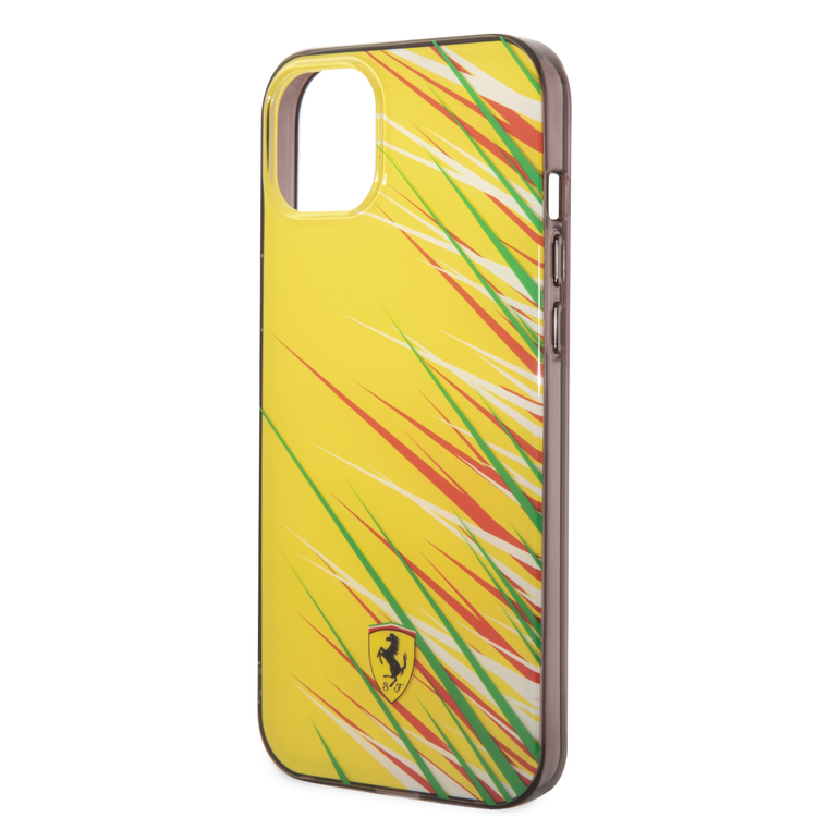 Ferrari PC/TPU Case with Double Layer Grass Print iPhone 14 Plus Compatibility - Yellow