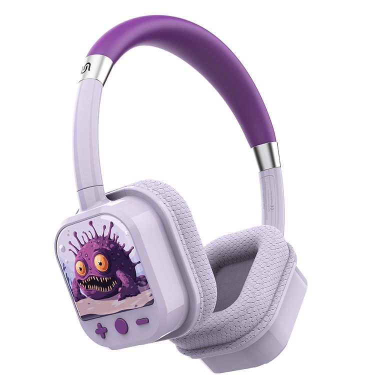 Porodo Soundtec Yotowave Kids Wireless Headphones with Comfortable & Breathable Cushion, 200mAh Battery, Up to 25 Hours Play Time, 40mm Speaker Size, Bluetooth Version 5.4, Recommended for Kids Aged 6+, Skin-Friendly Material, Safe Volume Limit - Purple