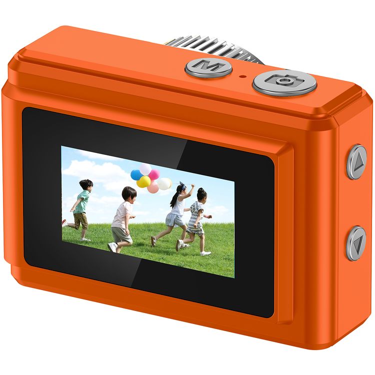Porodo Mini Digital Camera with 0.96" HD Screen, 6 Color Filters, 2MP Photo Resolution, 1080 Pixels Video Resolution, 75-80 Minutes Operating Time, 200mAh Battery Capacity, Type-C Charging Port, Instant Webcam Function - Orange