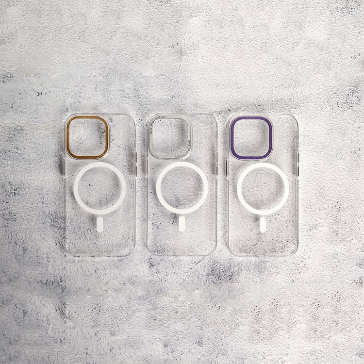 غطاء خلفي شفاف من Levelo MagSafe Sensa لهاتف iPhone 14 Pro، حلقة كاميرا معدنية، حواف مقاومة للصدمات، شفاف للغاية، سهل التركيب - شفاف/فضي