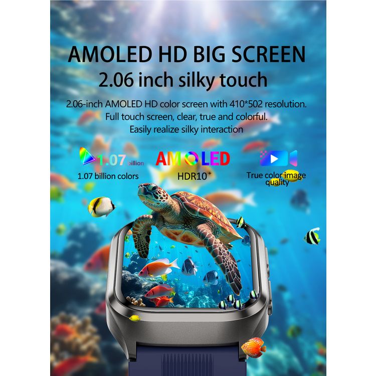 Green Lion Sense ECG Smart Watch with 12 Days Working Time, Soft TPU Medical Airbag, High-Precision Sensor, Oscillometric Blood Pressure, AMOLED 2.06" Display, Real-Time Notifications, Hands-Free Calls, Bluetooth Version 5.3, Voice Assistant, 530mAh Battery Capacity - Black