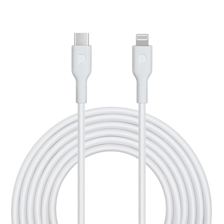 Powerology Type-C to Lightning Cable PD 20W, Fast Data Sync And Charge, Universal Compatibility, 2m/6.5ft - White