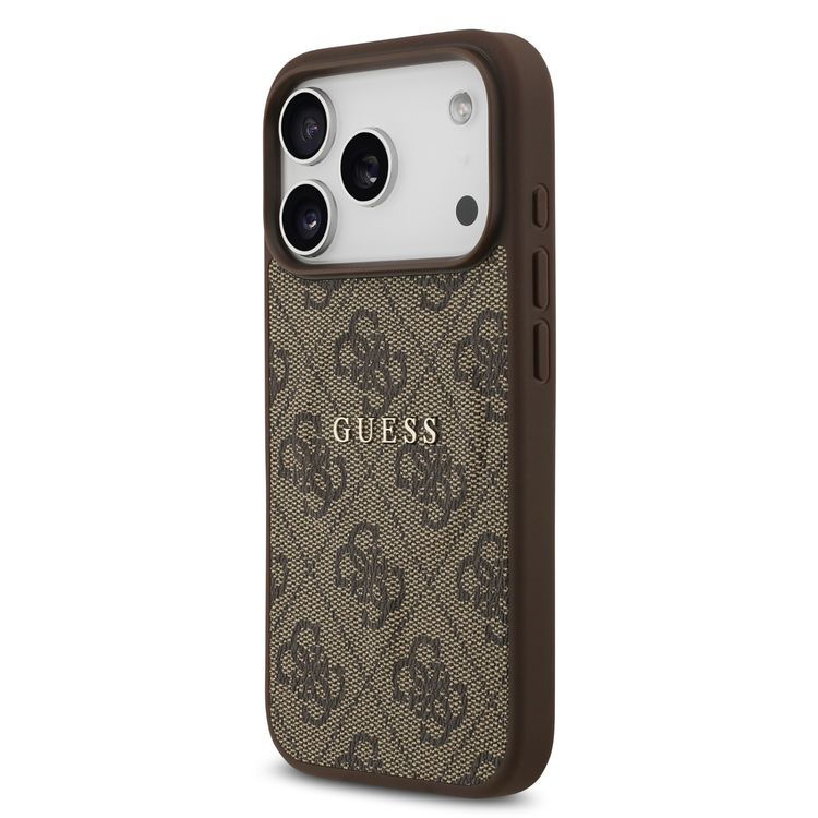 جراب جلد PU بتقنية MagSafe 4G مع شعار كلاسيكي لجهاز iPhone 17 Pro Max، حماية من الصدمات، تصميم نحيف، قبضة مريحة، تغليف مستدام، سهل التركيب، تصميم خفيف الوزن - بني