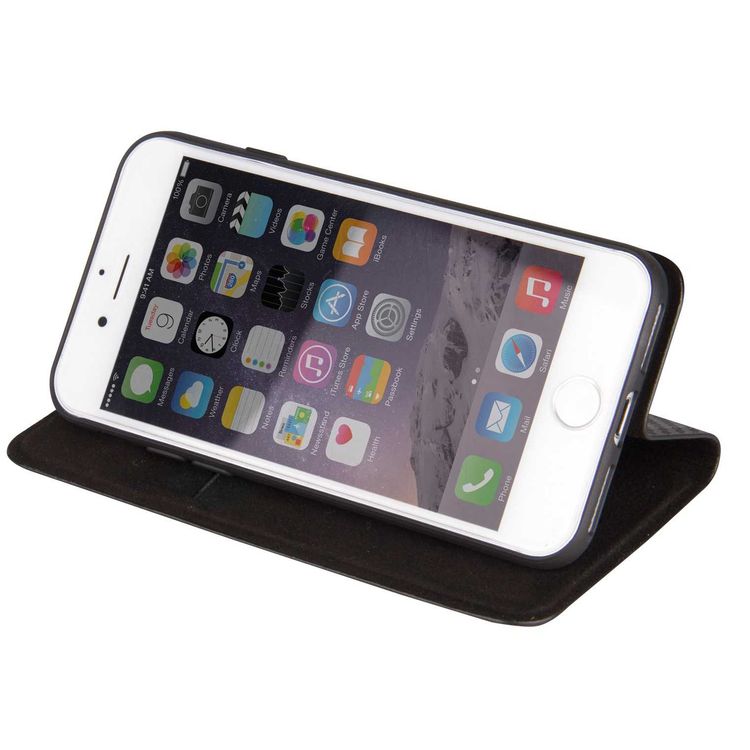 Viva Madrid Grafito Racha Folio Case w/ Card Slot & Electro-magnetic Shield Compatible for iPhone 7 - Anti-Scratch - Easy Access to All Ports - Drop Protection Back Cover - Black