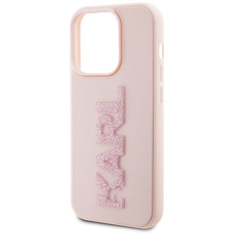 Karl Lagerfeld 3D Glitter Karl Logo Case for iPhone 15 Pro  - Pink