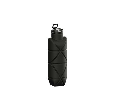Porodo Fold-Flat Leakproof Silicone Bottle with 700mL Capacity, Foldable Design, BPA-Free, Food-Grade Material, Compact & Lightweight - Black