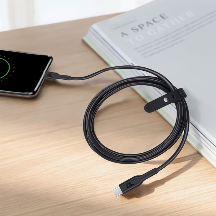 Powerology Type-C to Type-C Connector Cable PD 100W, Fast Data Sync & Charging, Universal Compatibility, 1.2m in Length, Overheat & Overcurrent Protection - Black