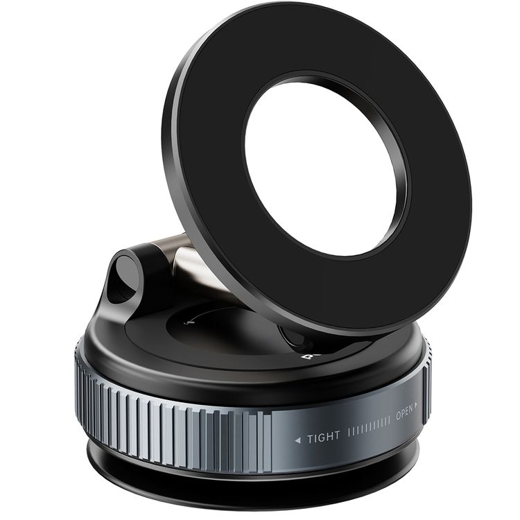 Porodo Vacuseal Rotate-Lock MagSafe Mount with N52 Magnets, Adjustable Viewing Angle, One-Hand Operation, Strong Suction, Horizontal & Vertical Modes - Black