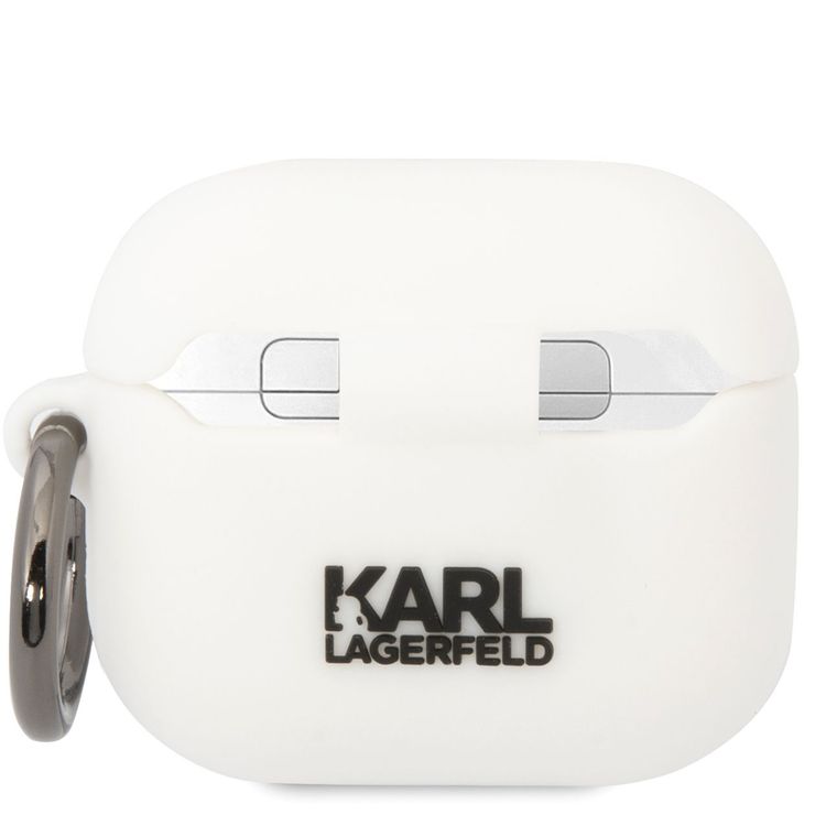 Karl Lagerfeld 3D Silicone Case for AirPods 3, NFT KARL Design, Lightweight, Easy Snap-on, Drop Protection, Easy to Carry - White