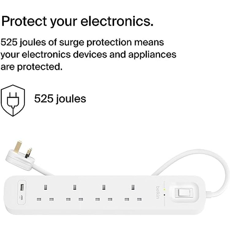Belkin Connect Surge with USB-C and USB-A Ports 18W 4x AC Outlet - White